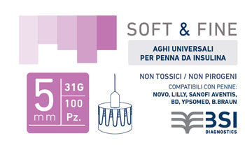 Ago per penna da insulina soft&fine 31 gauge 5 mm 100 pezzi