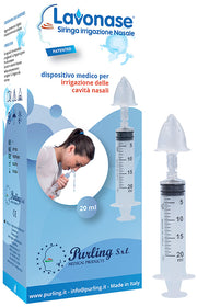 Lavonase irrigazione nasale non sterile siringa 20 ml + luer-lock con cappuccio + ugello nasale con raccordo luer-lock + perforatore con valvola non ritorno con tappo