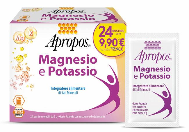 Apropos magnesio potassio 24 bustine da 5 g gusto arancia