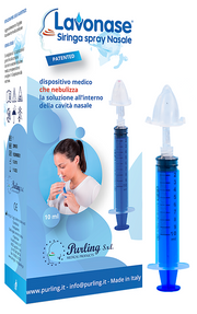 Lavonase siringa spray nasale non sterile 10 ml luer-lock con cappuccio + ugello nasale con raccordo luer-lock + perforatore con valvola non ritorno con tappo