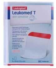 Leukomed t plus skin sensitive medicazione post-operatoria trasparente mpermeabile con massa adesiva al silicone 8x10cm 5 pezzi