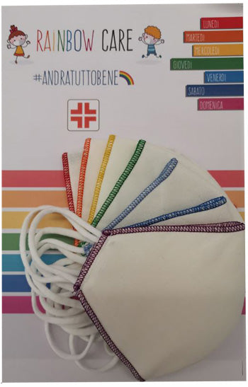 Mascherina rainbow care per bambini 7 pezzi