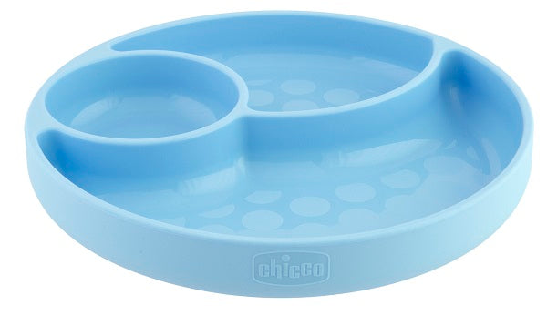 Chicco piatto silicone ventosa blu