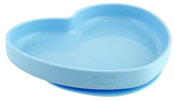 Chicco piatto cuore ventosa silicone blu