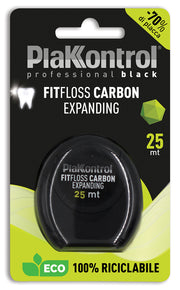 Plakkontrol professional black fitfloss carbon expanding filo interdentale 25 metri fresh mint