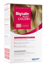 Bioscalin nutricolor plus 9 biondo chiarissimo crema colorante 40 ml + rivelatore crema 60 ml + shampoo 12 ml + trattamento finale balsamo 12 ml