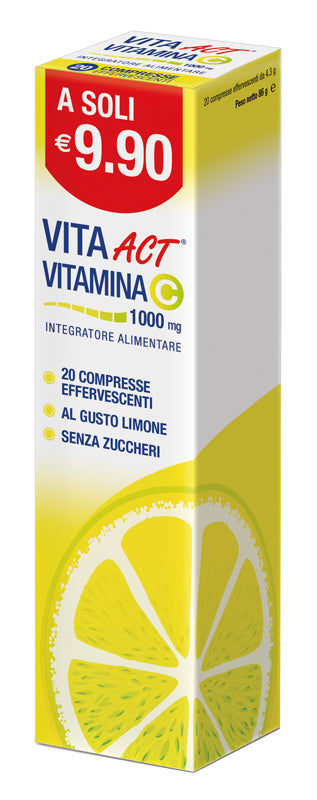 Vita act vitamina c 1000mg 20 compresse effervescenti limone