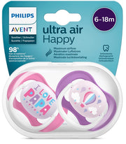 Avent ultra air succhietto papa/balloon femmina 6-18 mesi 2 pezzi