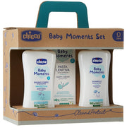 Chicco baby moments set bagnochiuma pelli delicate 200 ml + shampoo pelli delicate 200 ml + pasta cambio pelli delicate 100 ml