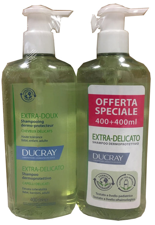 Ducray extra delicato shampoo dermoprotettivo 2x400 ml promo