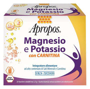 Apropos magnesio e potassio con carnitina 24 bustine solubili da 3,5 g gusto arancia senza zuccheri