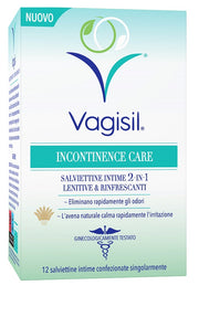 Vagisil incontinence care salviettine intime 2in1 lenitive & rinfrescanti 12 pezzi