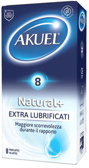 Profilattico akuel natural+ extralubrificato 8 pezzi