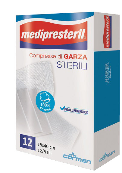 Garza compressa medipresteril 12/8 fu 18x40cm 12 pezzi