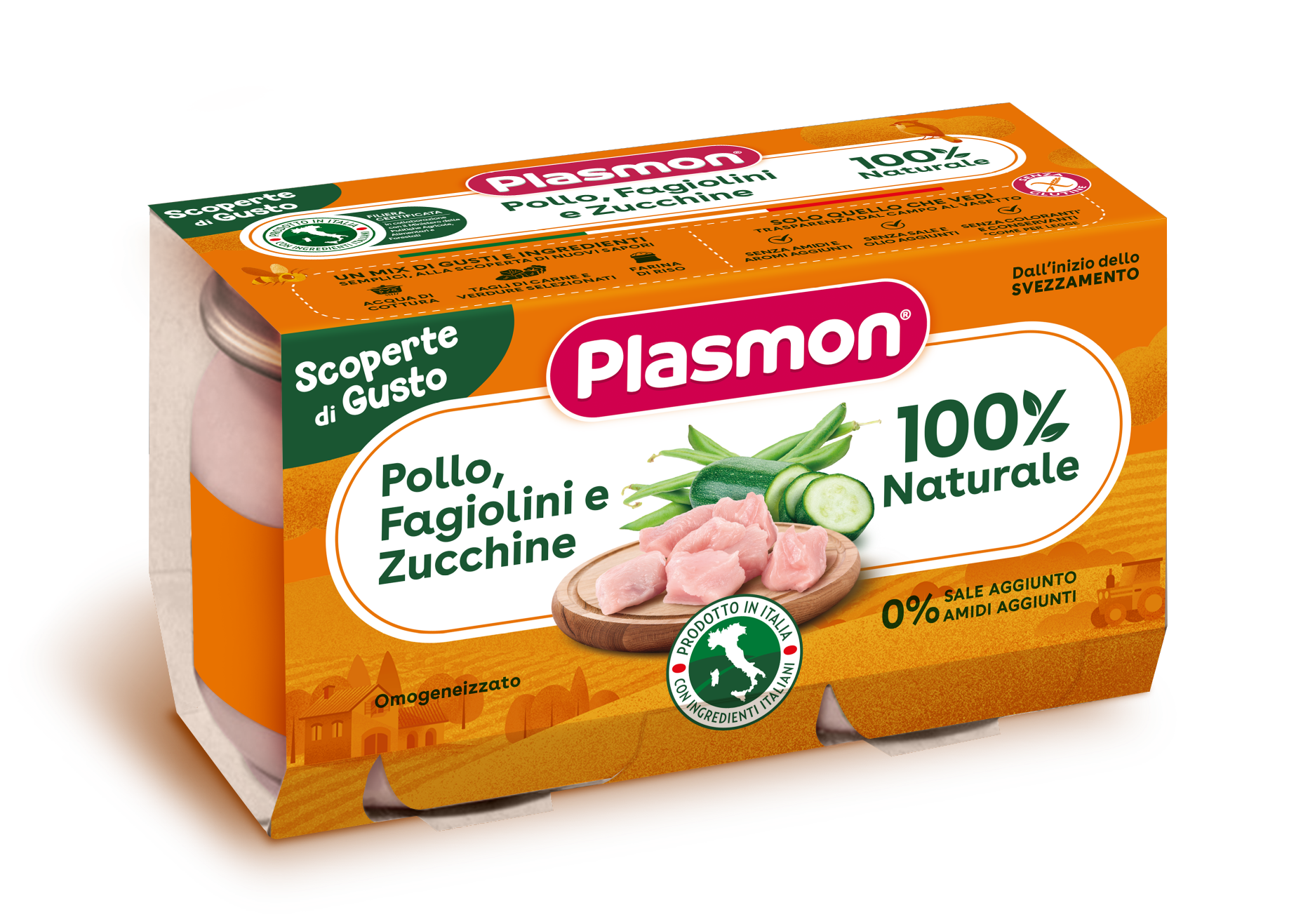 Plasmon omogeneizzati pollo fagiolini zucchine 2 pezzi da 120 g