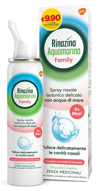 Spray nasale isotonico rinazina aquamarina family promo 100 ml