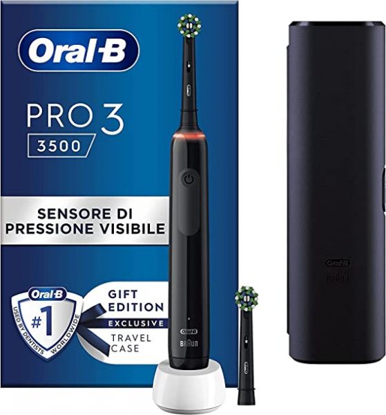 Oral-b pro 3 black spazzolino elettrico + 2 refill