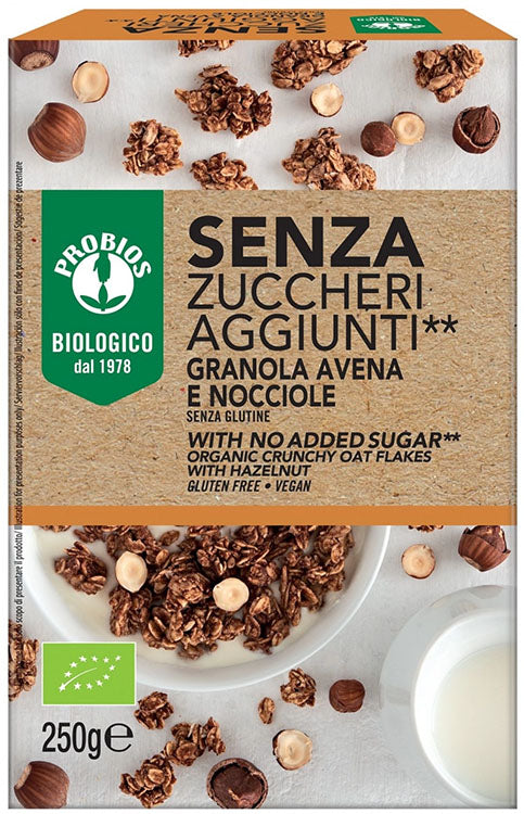 Probios granola senza zuccheri aggiunti avena e nocciola senza glutine 250 g
