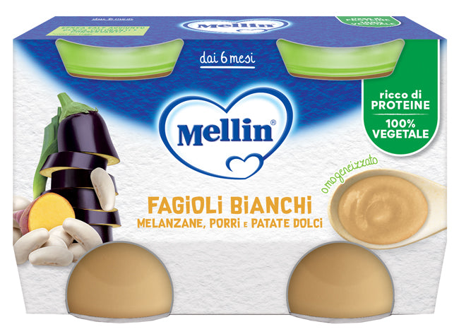 Mellin omogeneizzato fagioli bianchi e melanzane 2 pezzi da 130 g