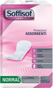 Pannolone per incontinenza con protezioni discrete morbide e anatomiche con nucleo super assorbente e uno speciale filtrante esterno traspirante soffisof lady normale 12 pezzi