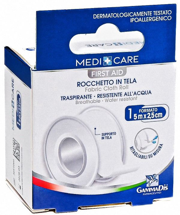 Cerotto in rocchetto medicare  tela bianco plus 500x2,5 cm