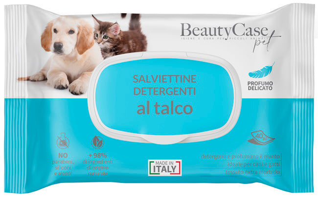 Beautycase pet salviettine detergenti al talco flow pack 40 pezzi