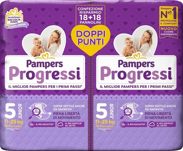 Pampers progressi pannolino junior pacco doppio 36 pezzi