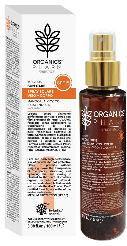 Organics pharm spray solare viso corpo spf15 100 ml