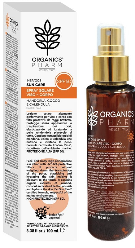 Organics pharm spray solare viso corpo spf50 100 ml