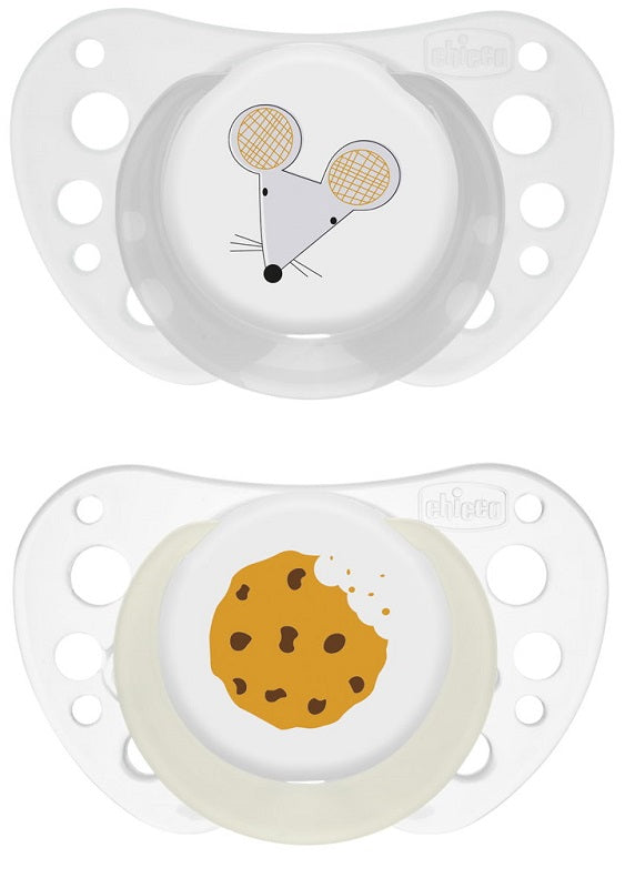 Chicco succhietti air grigio lumi silicone 16-36 mesi 2 pezzi