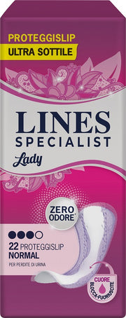 Proteggislip per incontinenza urinaria lines specialist lady light normal ultra sottile 22 pezzi