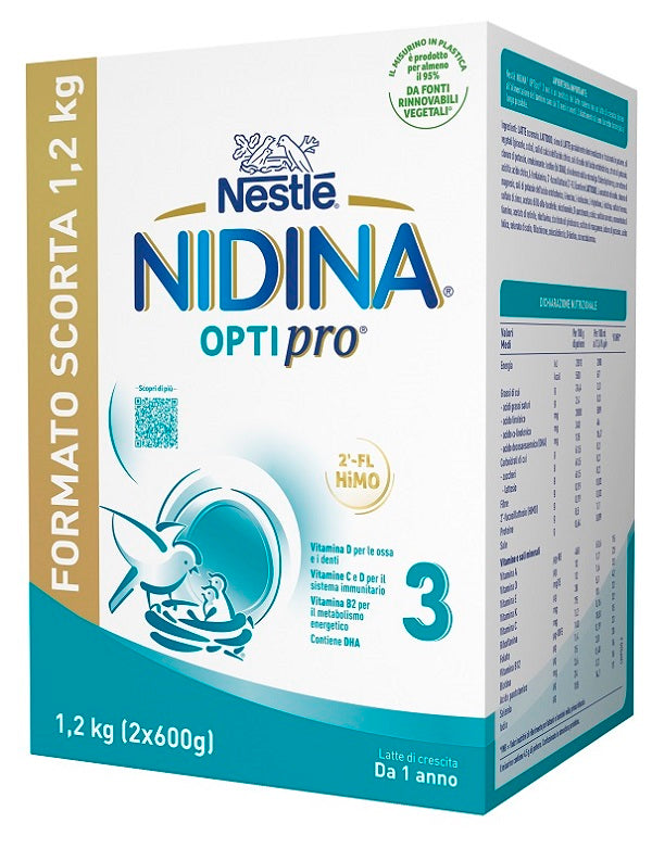 Nidina optipro 3 polvere 2 pezzi da 600 g