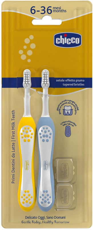 Chicco spazzolino 6-36 mesi+doppio azzurro-giallo