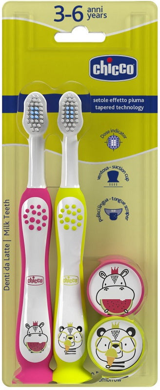 Chicco spazzolino 3-6 years doppio rosa-giallo