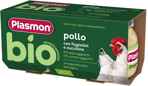 Plasmon bio omogeneizzato pollo con fagiolini e zucchine 2 pezzi