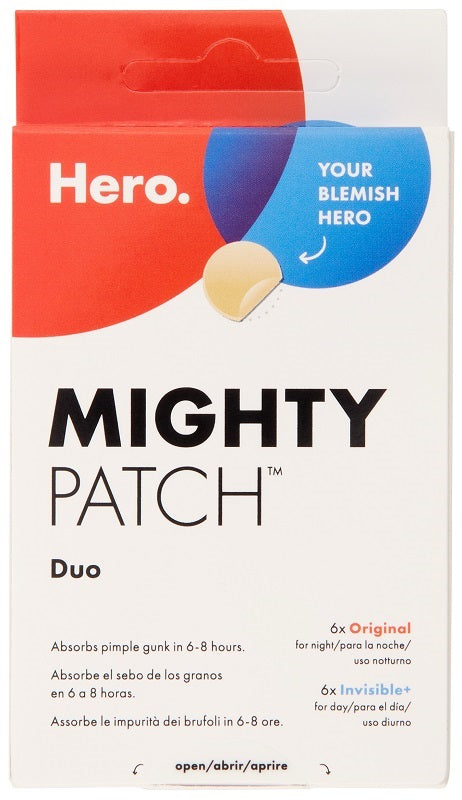 Cerotto idrocolloidale antiacne hero mighty patch duo original 6 pezzi + invisible 6 pezzi