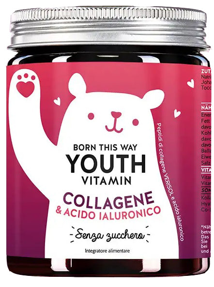 Born this way youth vitamin collagene & acido ialuronico 60 caramelle gommose