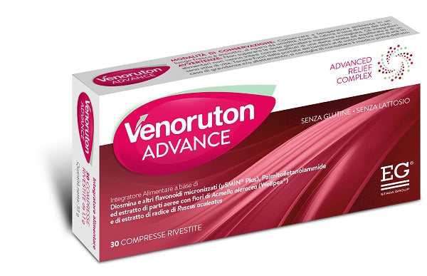 Venoruton advance 30 compresse rivestite da 1,1 g senza glutine senza lattosio