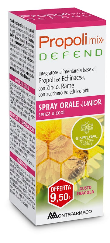 Propoli mix defend spray junior 30 ml senza glutine senza alcol gusto fragola