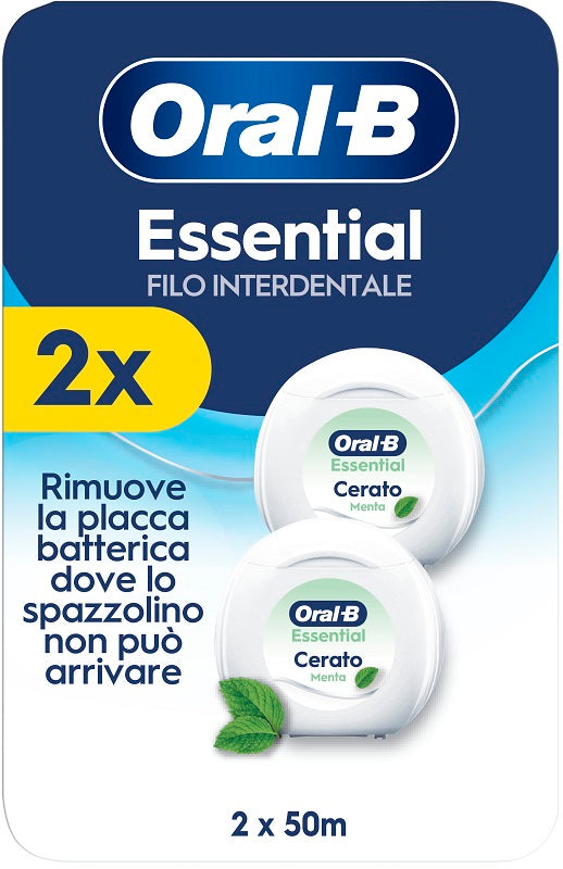 Oral-b essential filo interdentale cerato menta 2 pezzi da 50 m