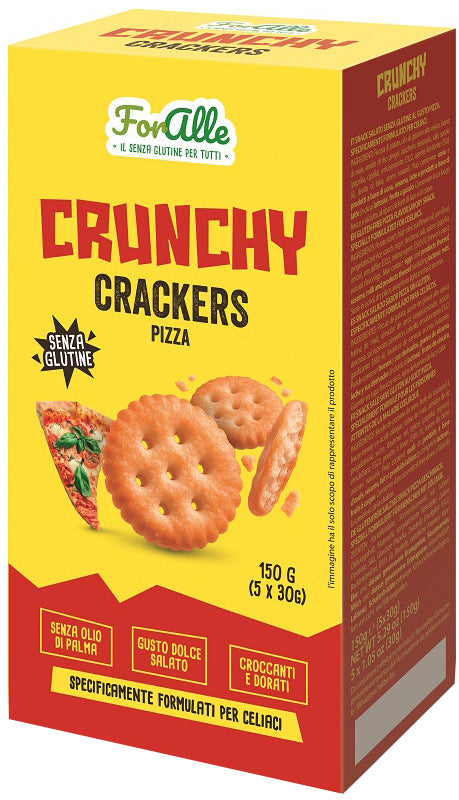 Foralle crunchy crackers pizza 5 bustine x 30 g senza olio di palma, gusto dolce salato