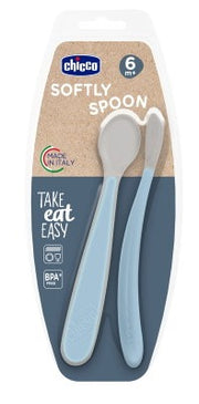Chicco cucchiaio in silicone doppio azzurro 6m+