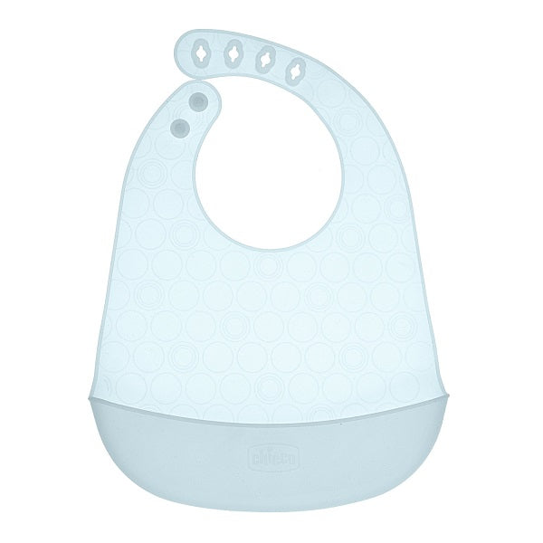 Chicco easy roll bib bavaglino in silicone con tasca azzurro