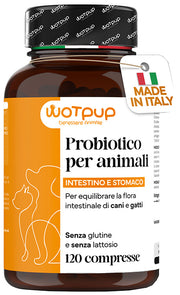 Wotpup probiotici cani gatti 120 compresse senza glutine e lattosio