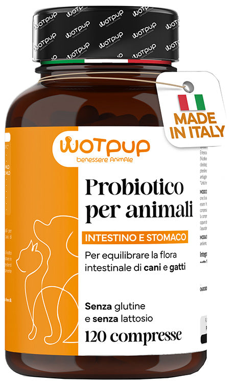 Wotpup probiotici cani gatti 120 compresse senza glutine e lattosio