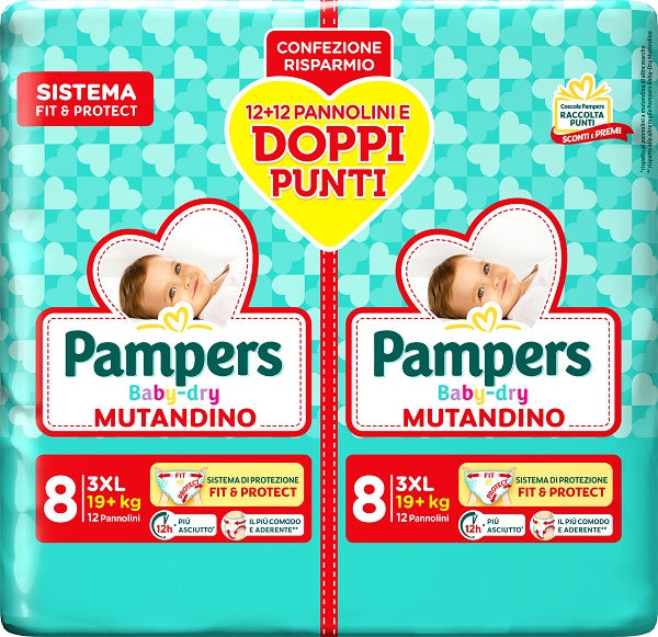 Pampers baby dry pannolino a mutandina duodwct 3xl 24 pezzi