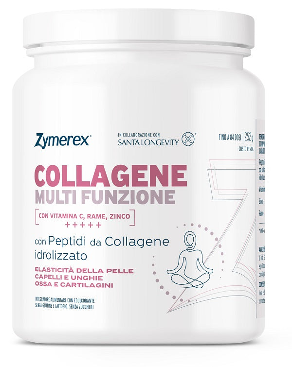 Zymerex collagene multifunzione 252 g gusto pesca con edulcorante senza glutine senza lattosio