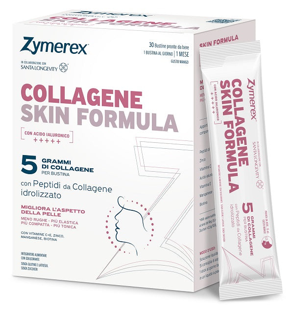 Zymerex collagene skin formula 30 bustine da 15 ml con edulcorante senza glutine senza lattosio