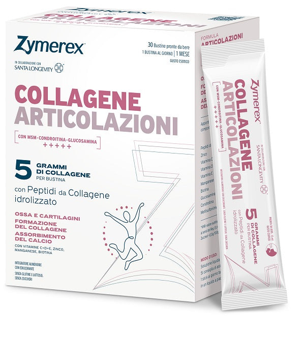 Zymerex collagene articolazioni 30 bustine da 15 ml con edulcorante senza glutine senza lattosio