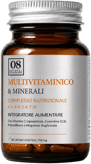 Multivitaminico & minerali 30 capsule vegetali 750 mg senza zuccheri aggiunti e glutine naturalmente privo di lattosio